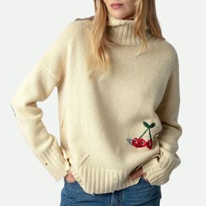 Zadig & Voltaire Bleeza Embroidered Wool Turtleneck Sweater